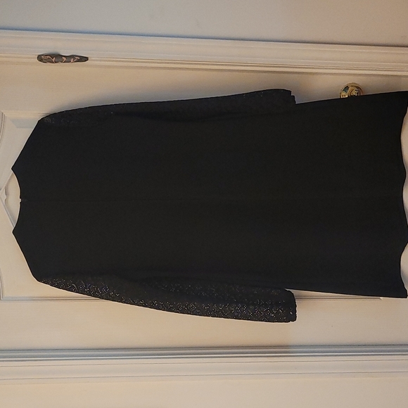 EUC VTG 1960s Puritan Forever Young Mod Black Dress with Open Lace Sleeves - Picture 6 of 12